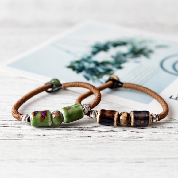 Ceramic Bead Charm Bracelet BOHO Bolo - Picture 2 of 8